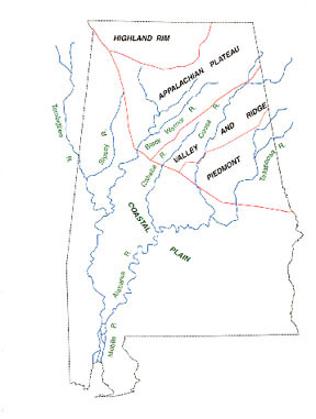map of major Alabama rivers